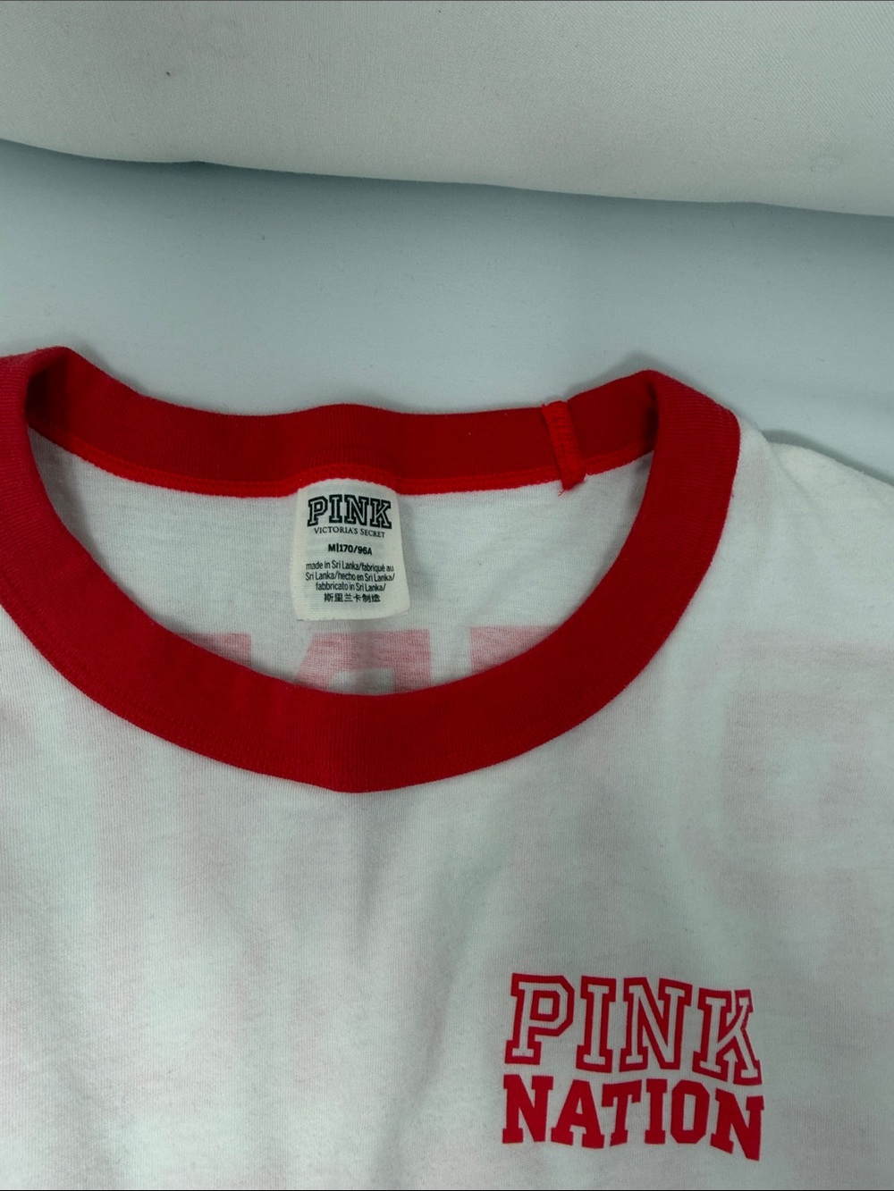 Victoria's Secret white tee with red ringer and logo - Picture 3 of 8